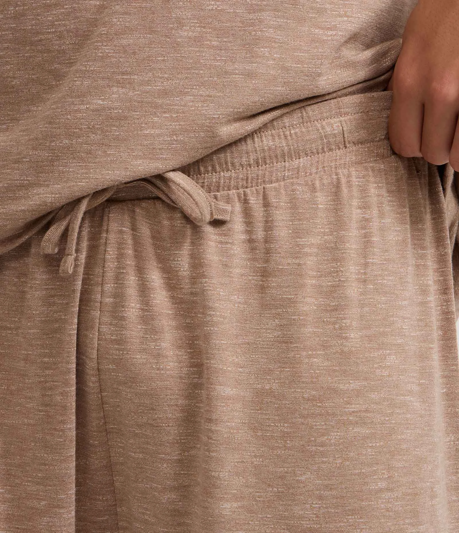 Pijama Curto em Malha Flamê com Efeito Mesclado Bege Terra 3