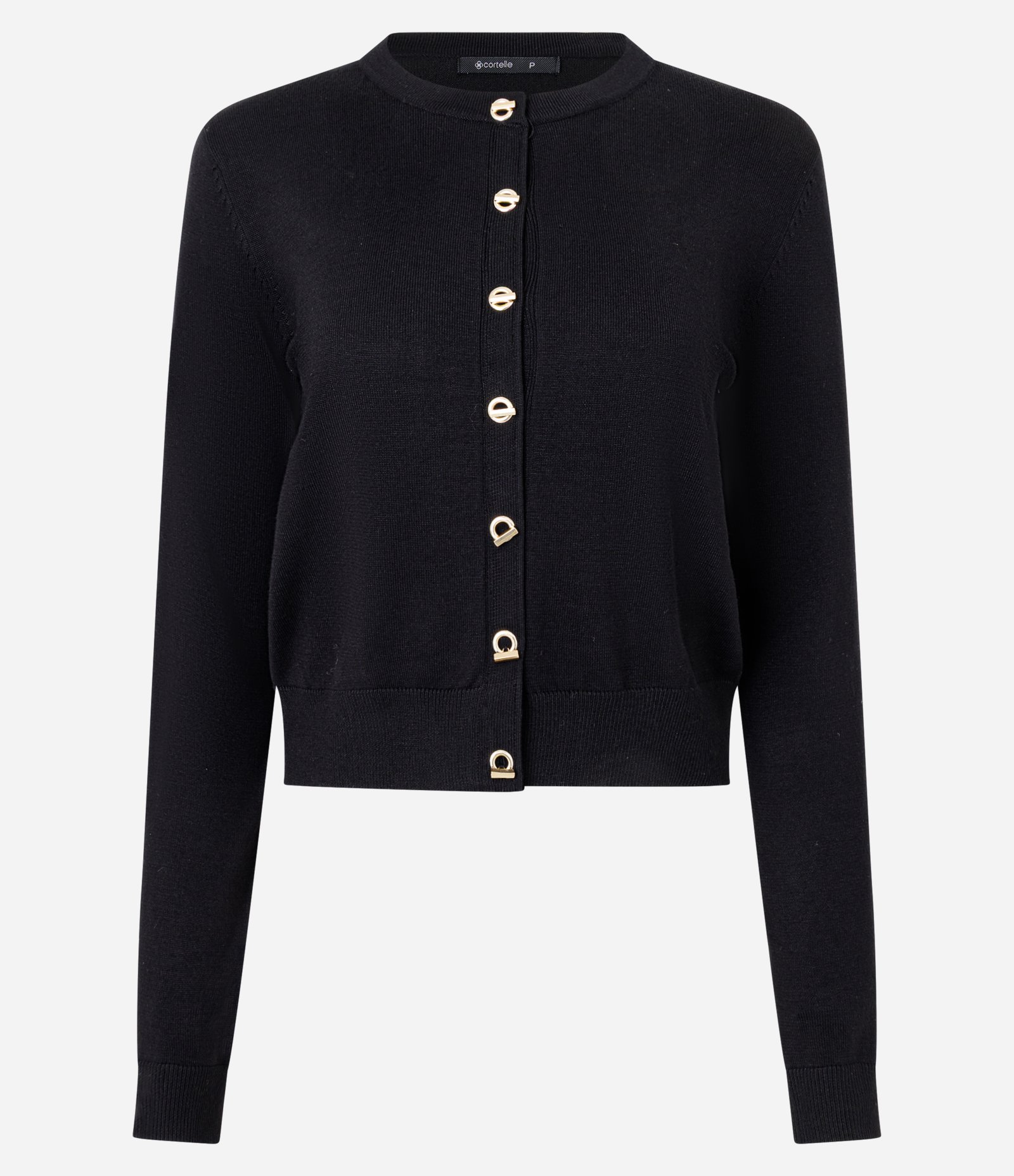 Cardigan Regular em Tricô com Botões e Modelagem Preto 5