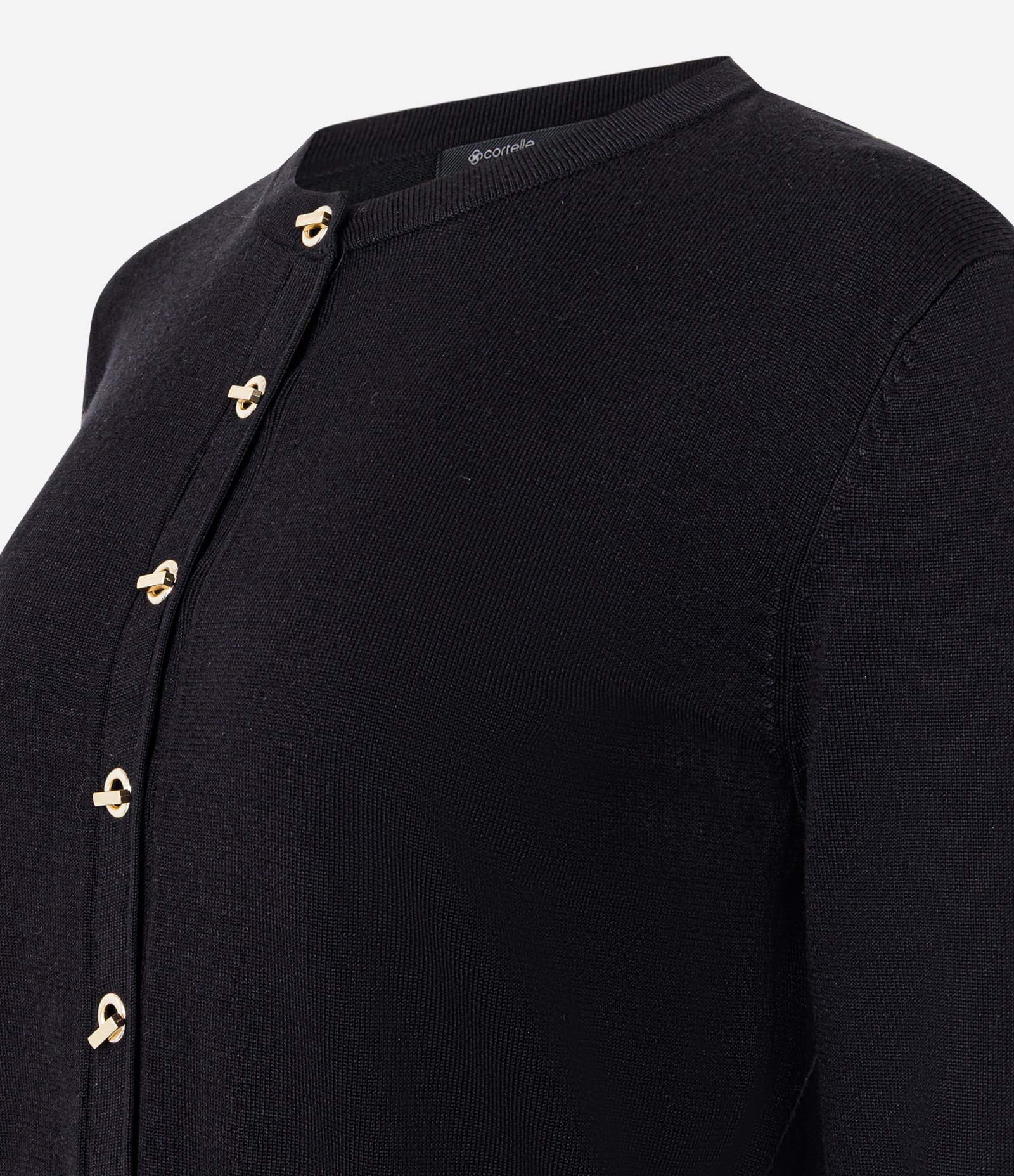 Cardigan Regular em Tricô com Botões e Modelagem Preto 6