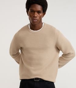 Suéter Comfort em Tricô com Texturizado