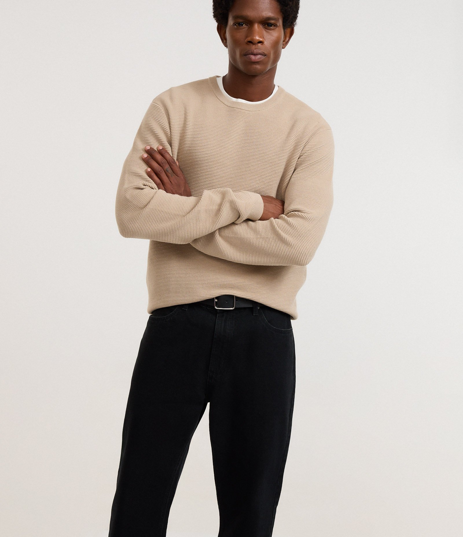 Suéter Comfort em Tricô com Texturizado Cinza 5