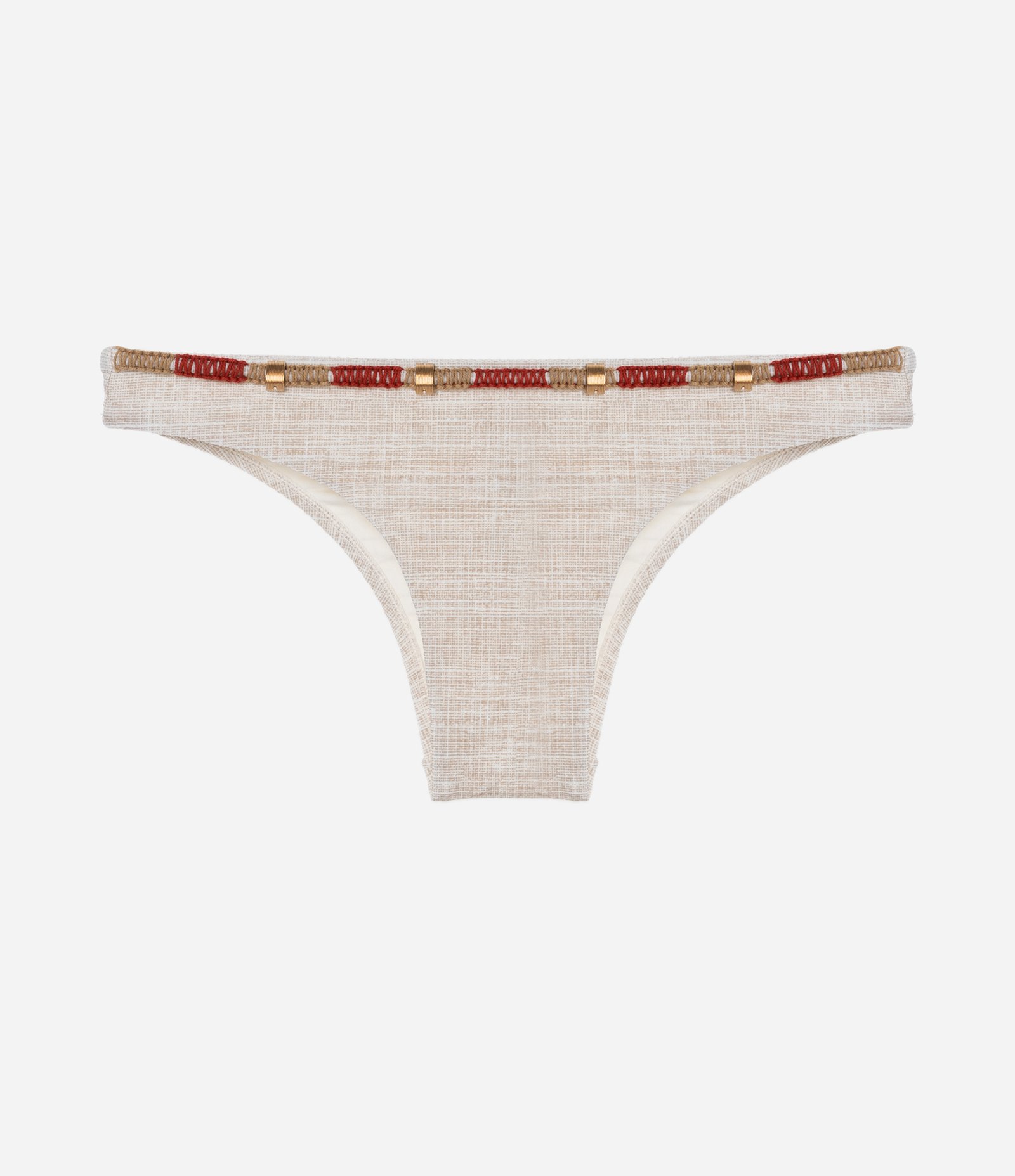 Biquíni Calcinha com Aviamento De Linha No Cós Bege Claro 5