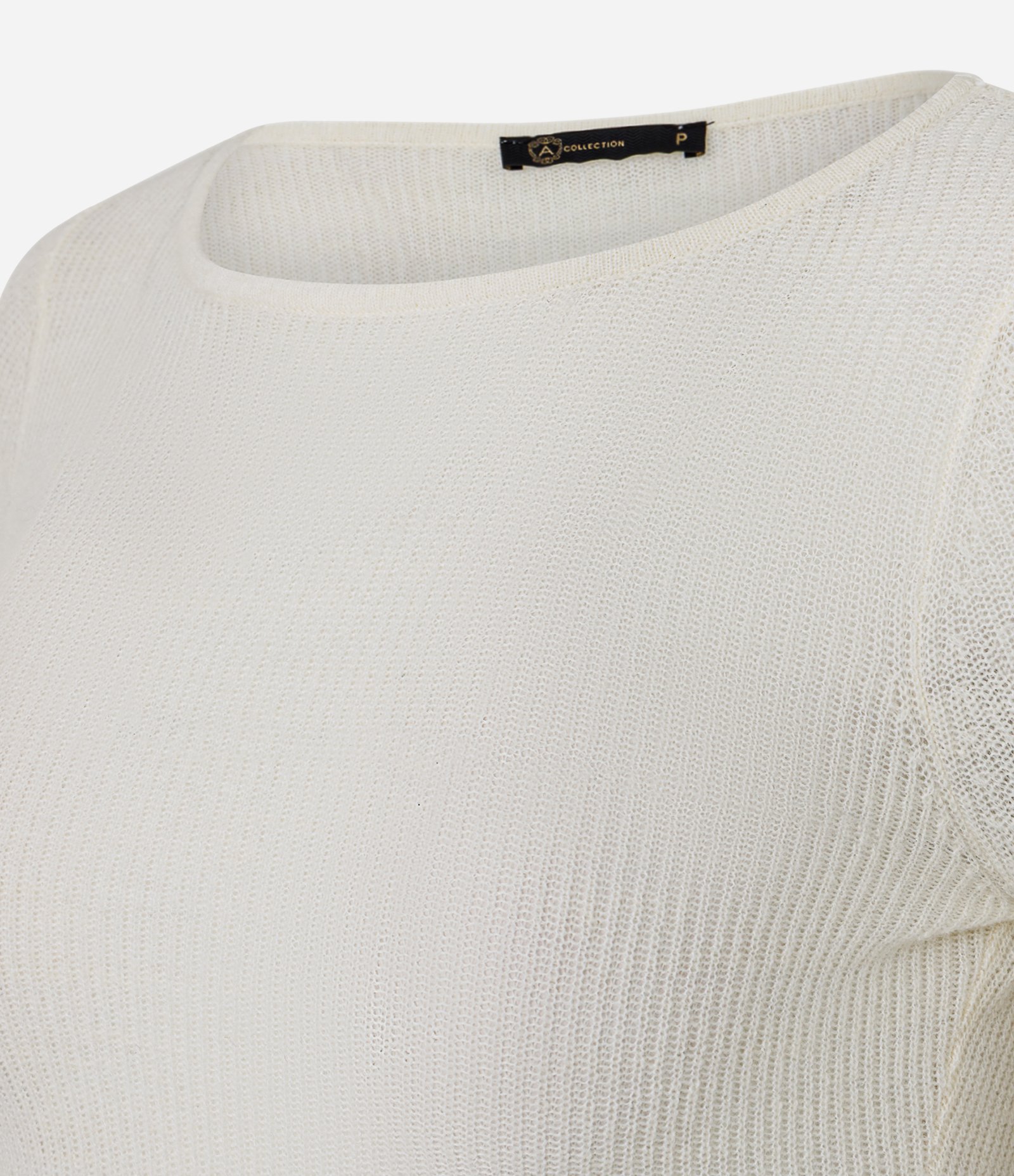 Blusa em Tricô com Babados na Manga e Gola Canoa Bege 6