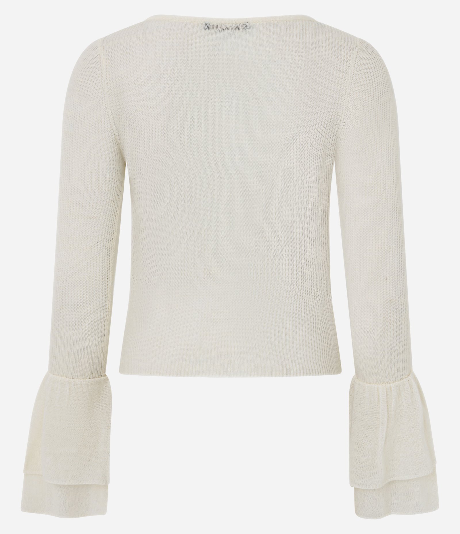 Blusa em Tricô com Babados na Manga e Gola Canoa Bege 7