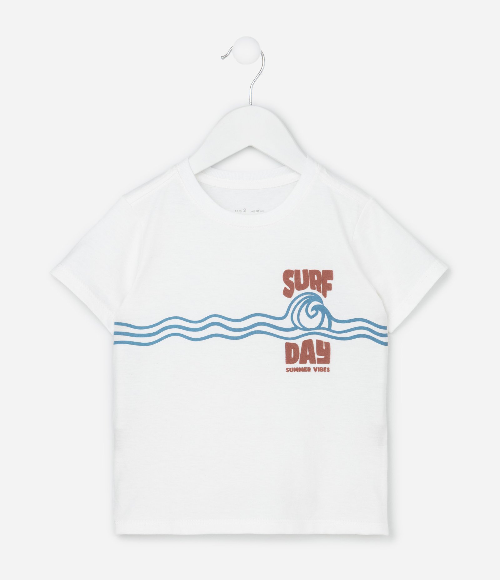 Camiseta Infantil com Estampa Surf Day - Tam 1 a 6 Anos Branco 2