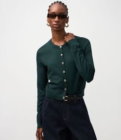 Cardigan Regular em Tricô com Botões