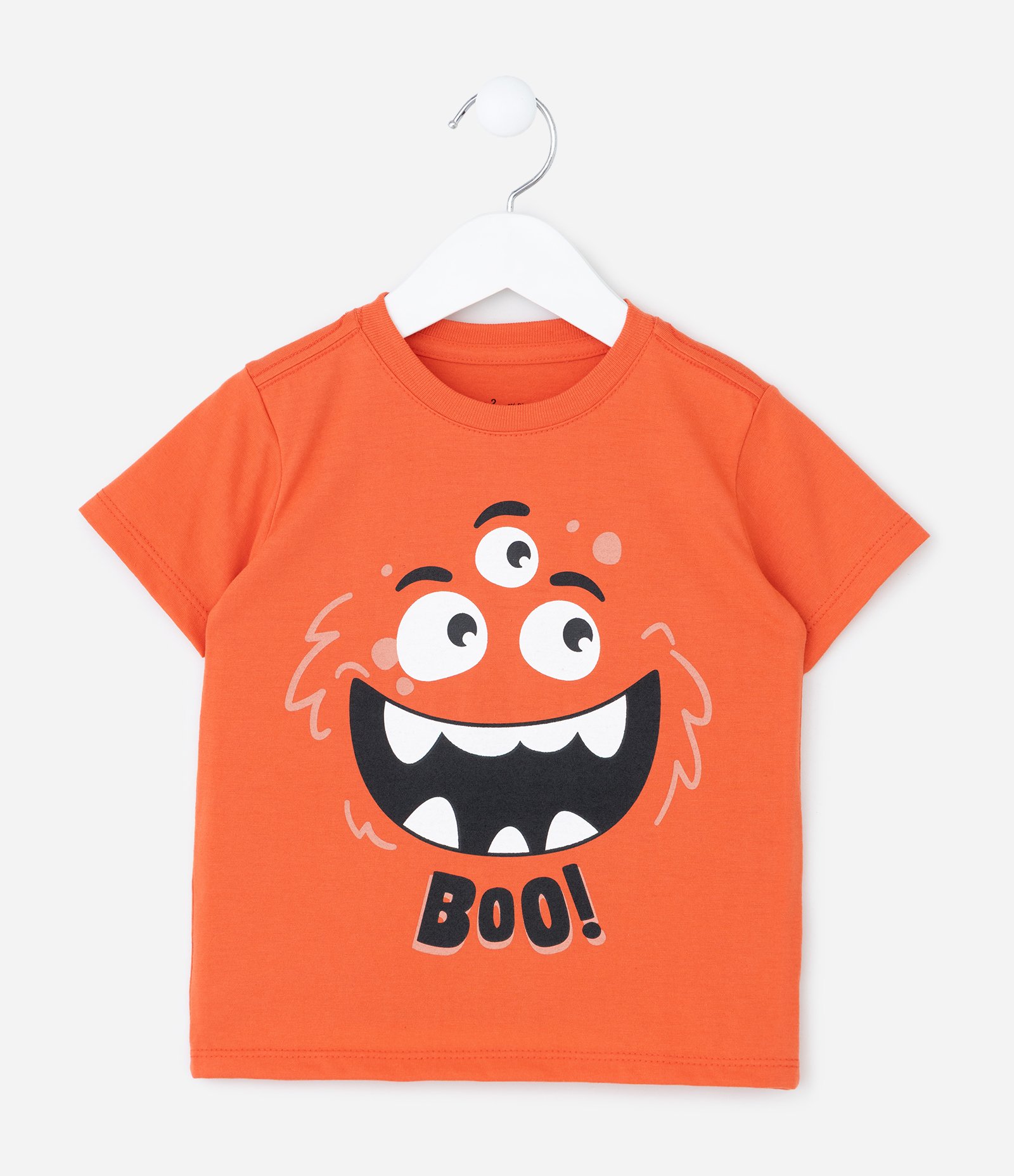 Camiseta Infantil Monstrinho Boo - Tam 1 a 6 Anos Laranja 2