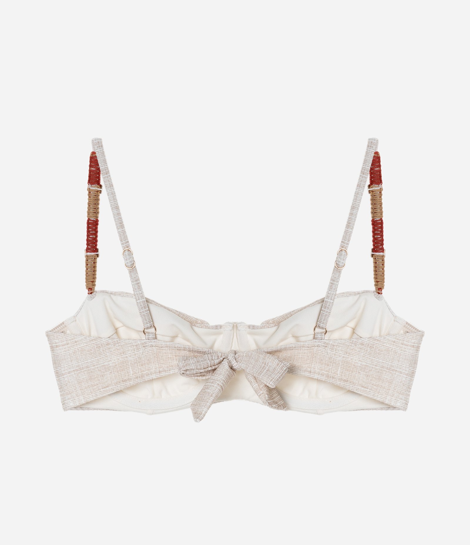 Biquíni Top Meia Taça em Microfibra com Textura Linho Bege 6