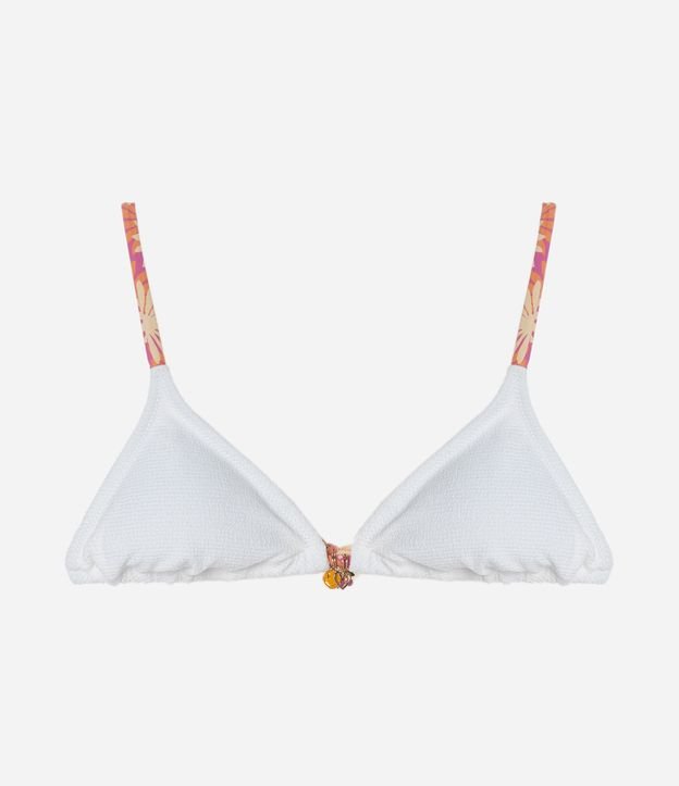 Biquíni Top Cortininha em Microfibra Texturizada com Alça Estampada e Aviamentos