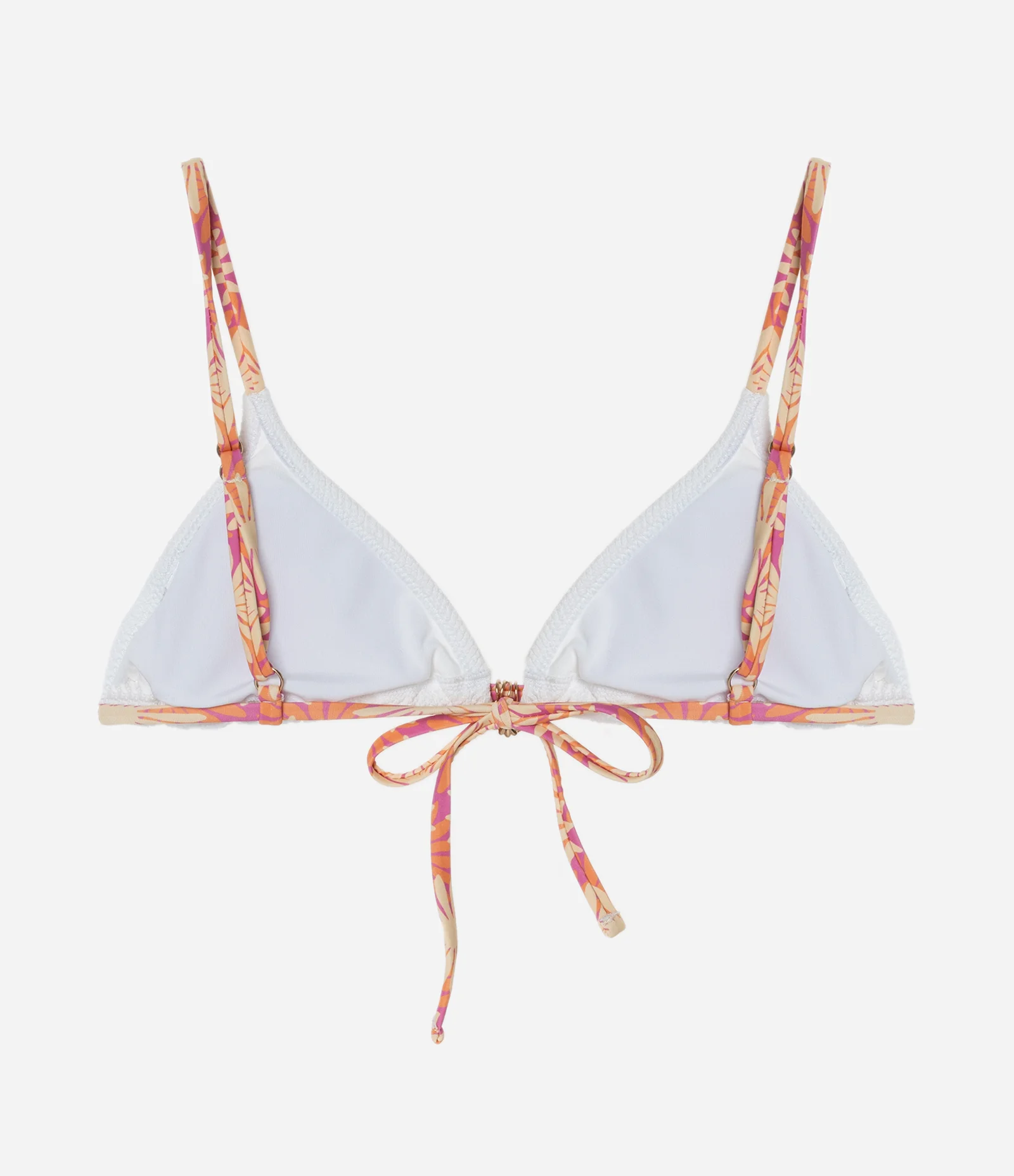 Biquíni Top Cortininha em Microfibra Texturizada com Alça Estampada e Aviamentos Branco 2