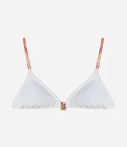 Biquíni Top Cortininha em Microfibra Texturizada com Alça Estampada e Aviamentos