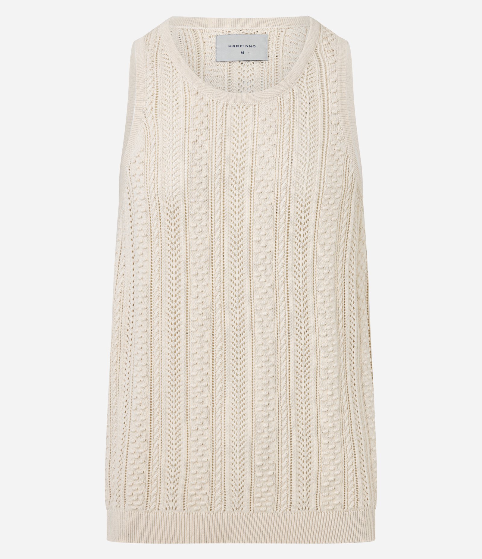 Regata em Algodão com Efeito Crochê Off White 3