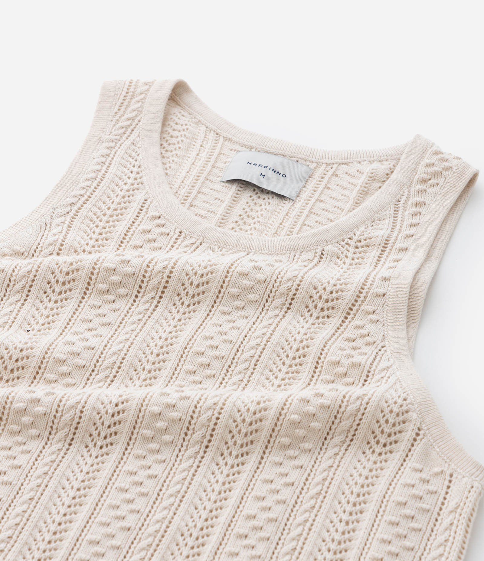 Regata em Algodão com Efeito Crochê Off White 5