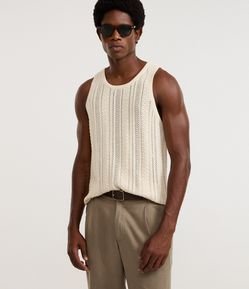 Regata em Algodão com Efeito Crochê