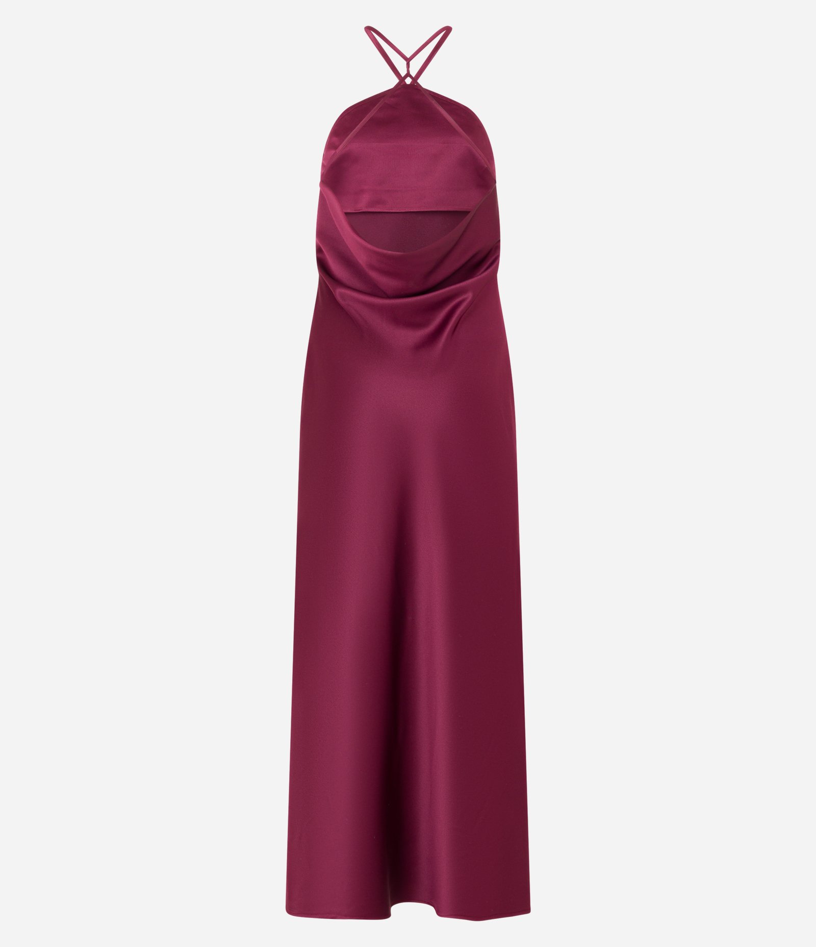 Vestido New Midi em Cetim com Decote Halter Vinho 6