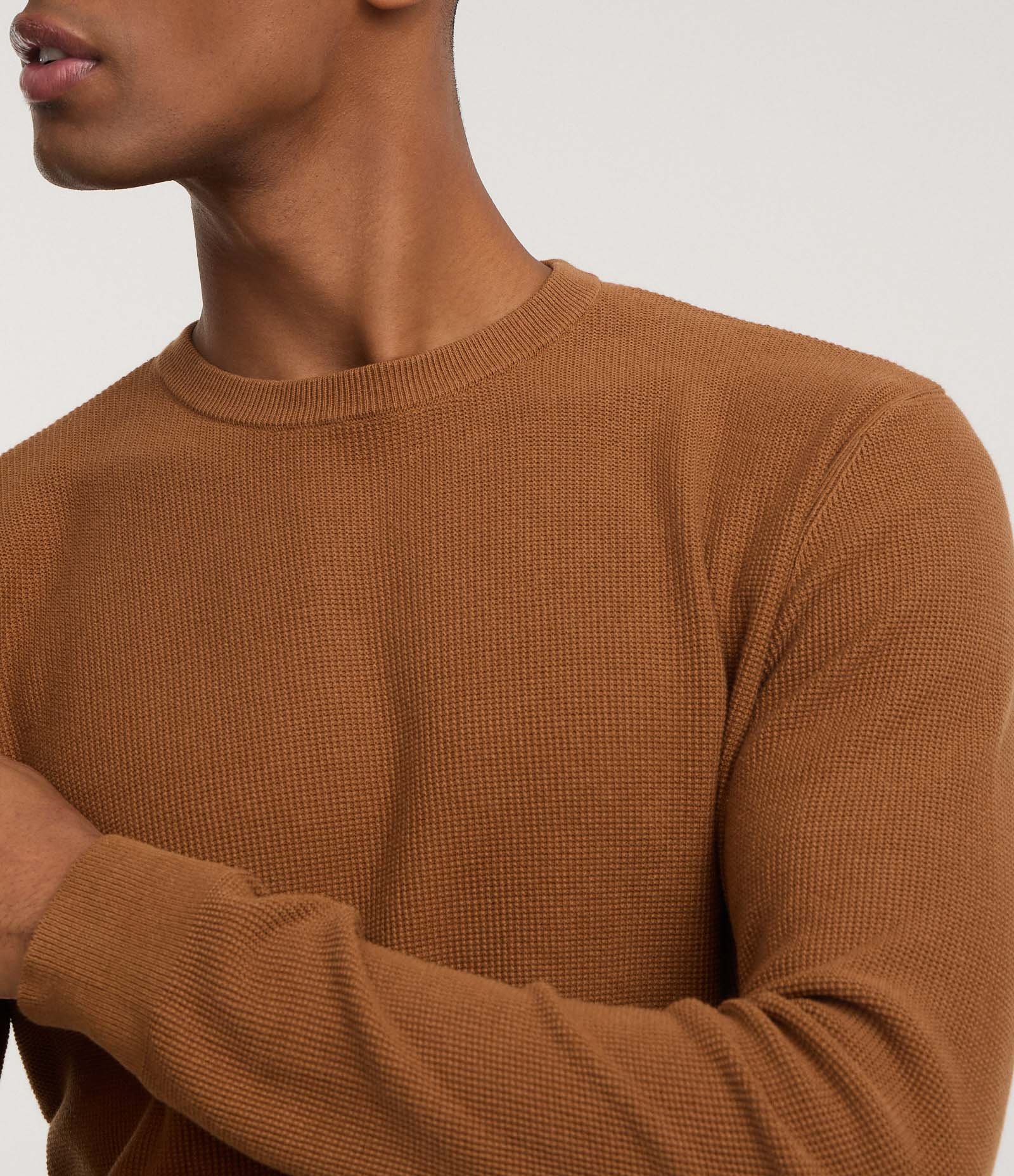 Suéter Texturizado em Piquet com Decote Canoa Marrom 3