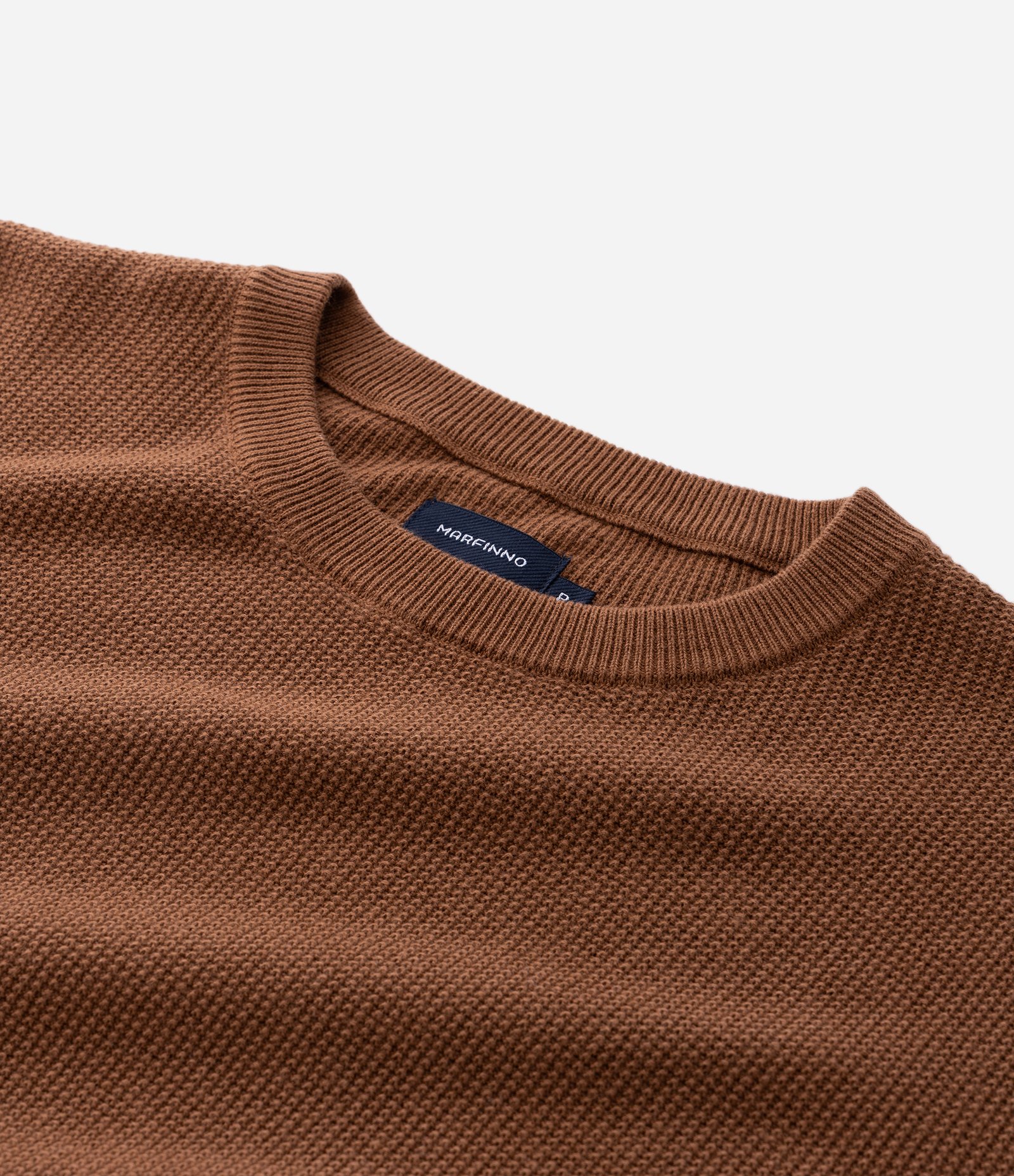 Suéter Texturizado em Piquet com Decote Canoa Marrom 7