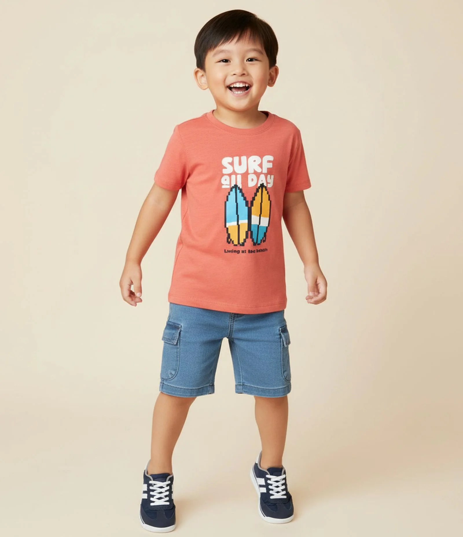 Camiseta Infantil com Estampa Pranchas - Tam 1 a 6 Anos Laranja 1
