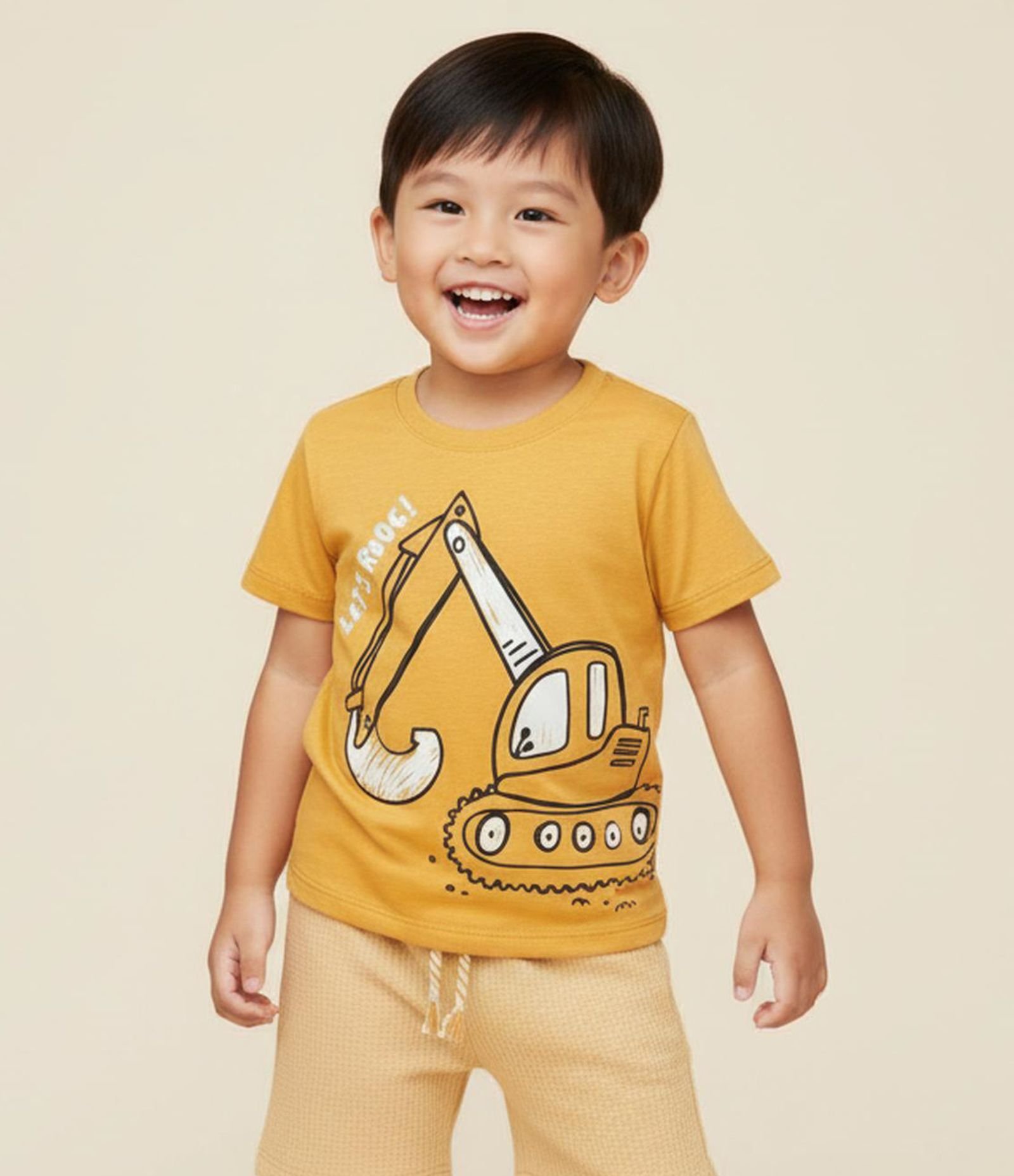 Camiseta Infantil com Estampa Tratorzinho - Tam 1 a 6 Anos Amarelo 1