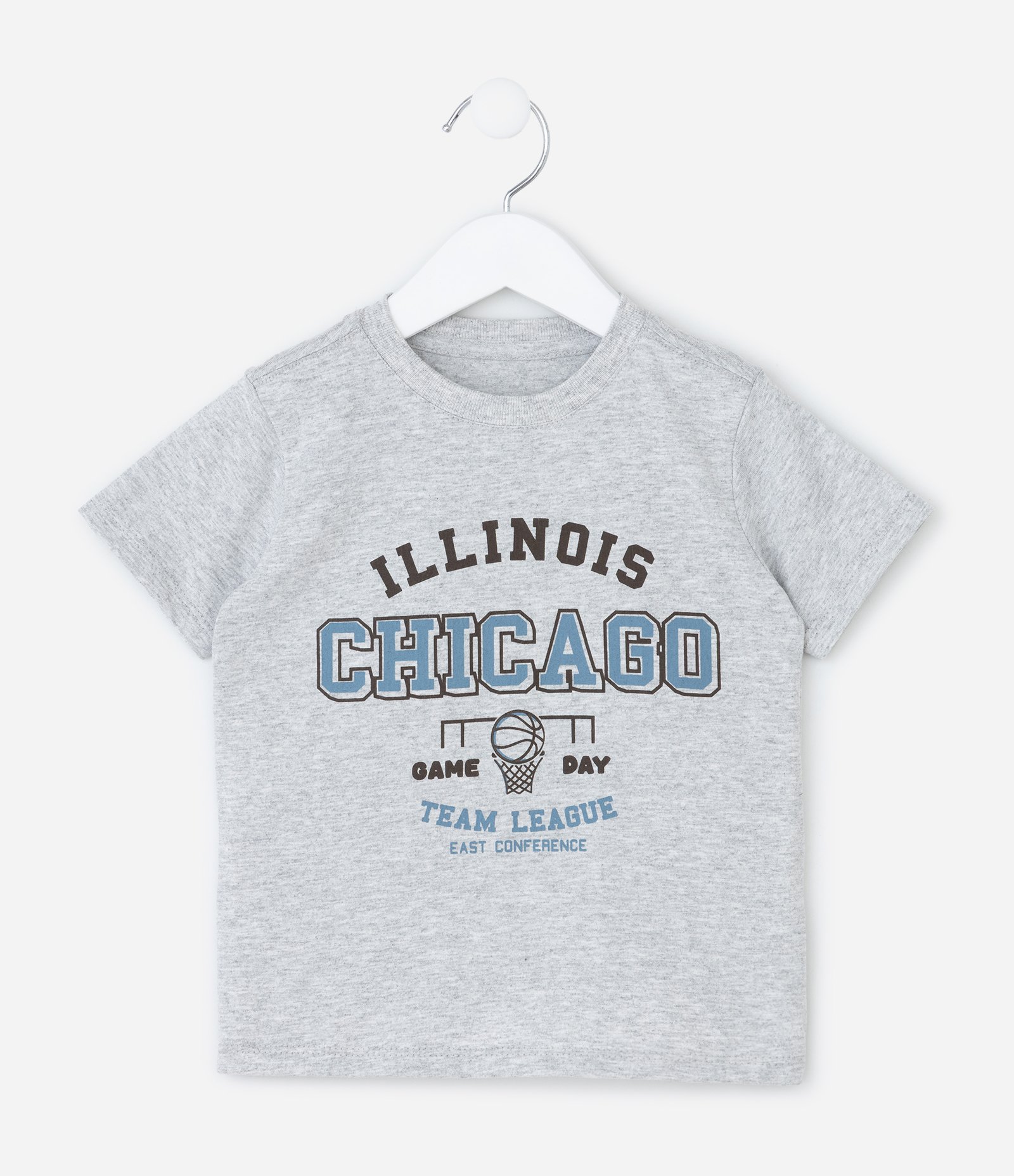 Camiseta Infantil em Cotton Estilo College com Estampa Lettering Chicago - Tam 1 a 6 Anos Cinza 2