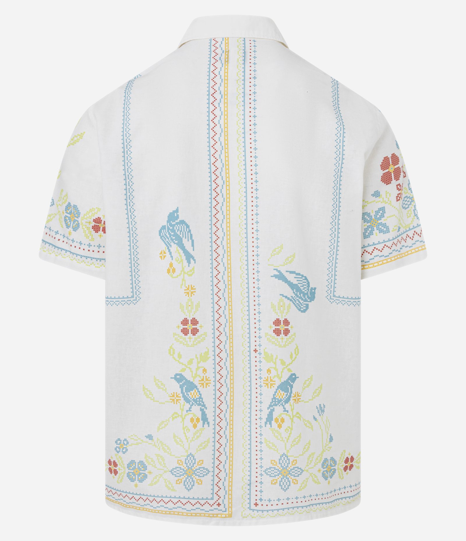 Camisa Comfort em Linho com Estampa Floral Bordada Branco 2