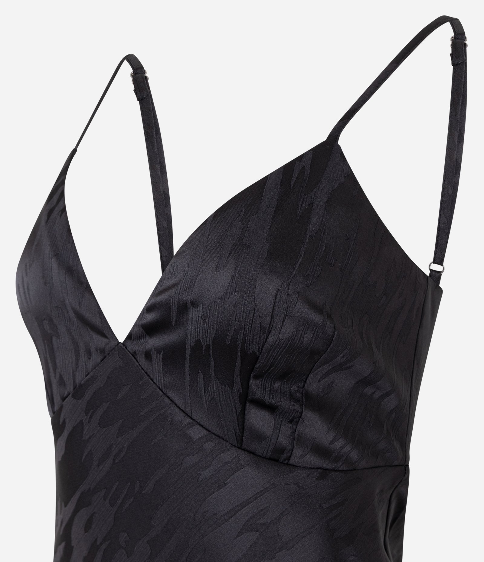 Vestido New Midi de Alça em Cetim com Textura Jacquard Preto 8