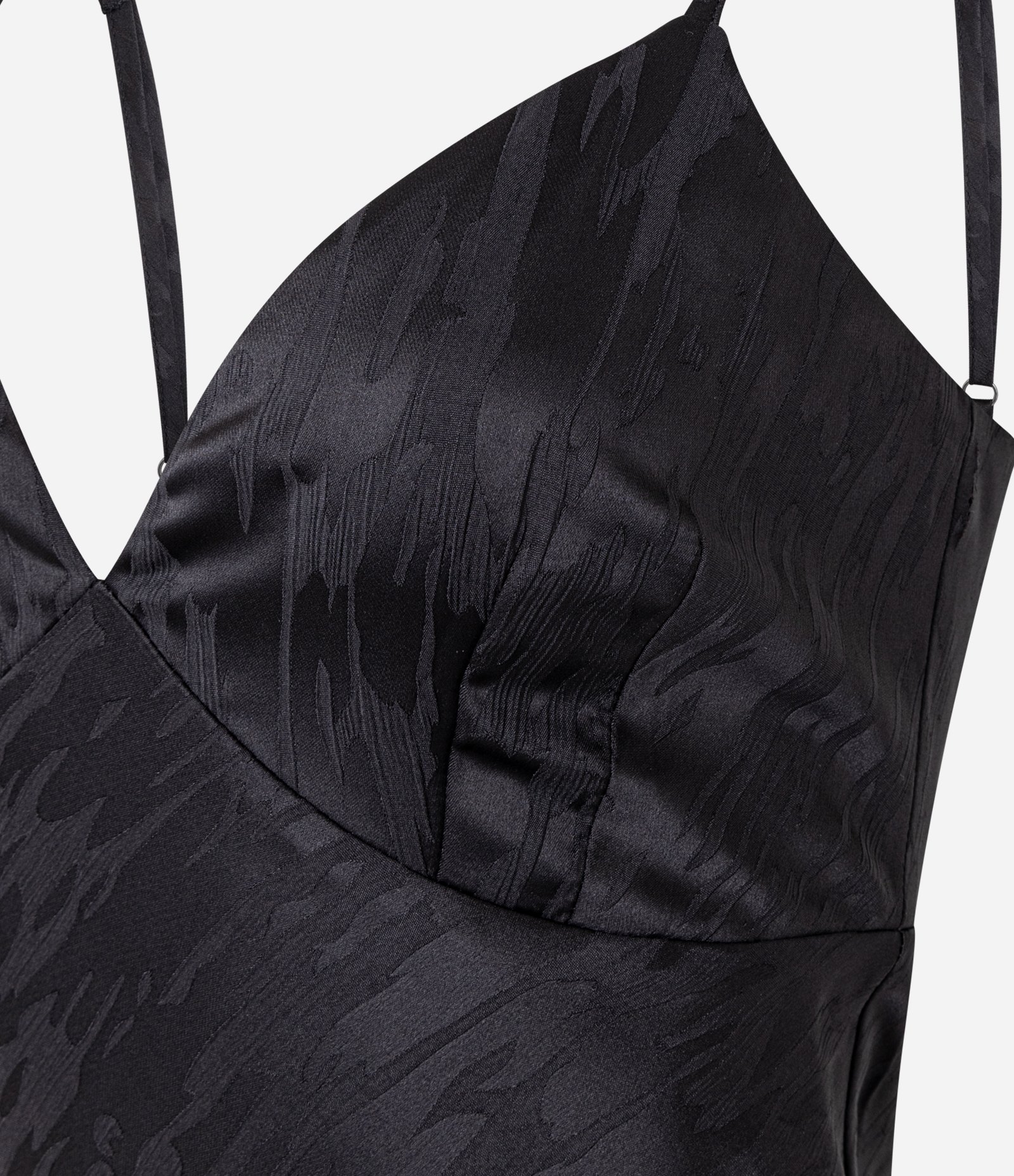 Vestido New Midi de Alça em Cetim com Textura Jacquard Preto 9