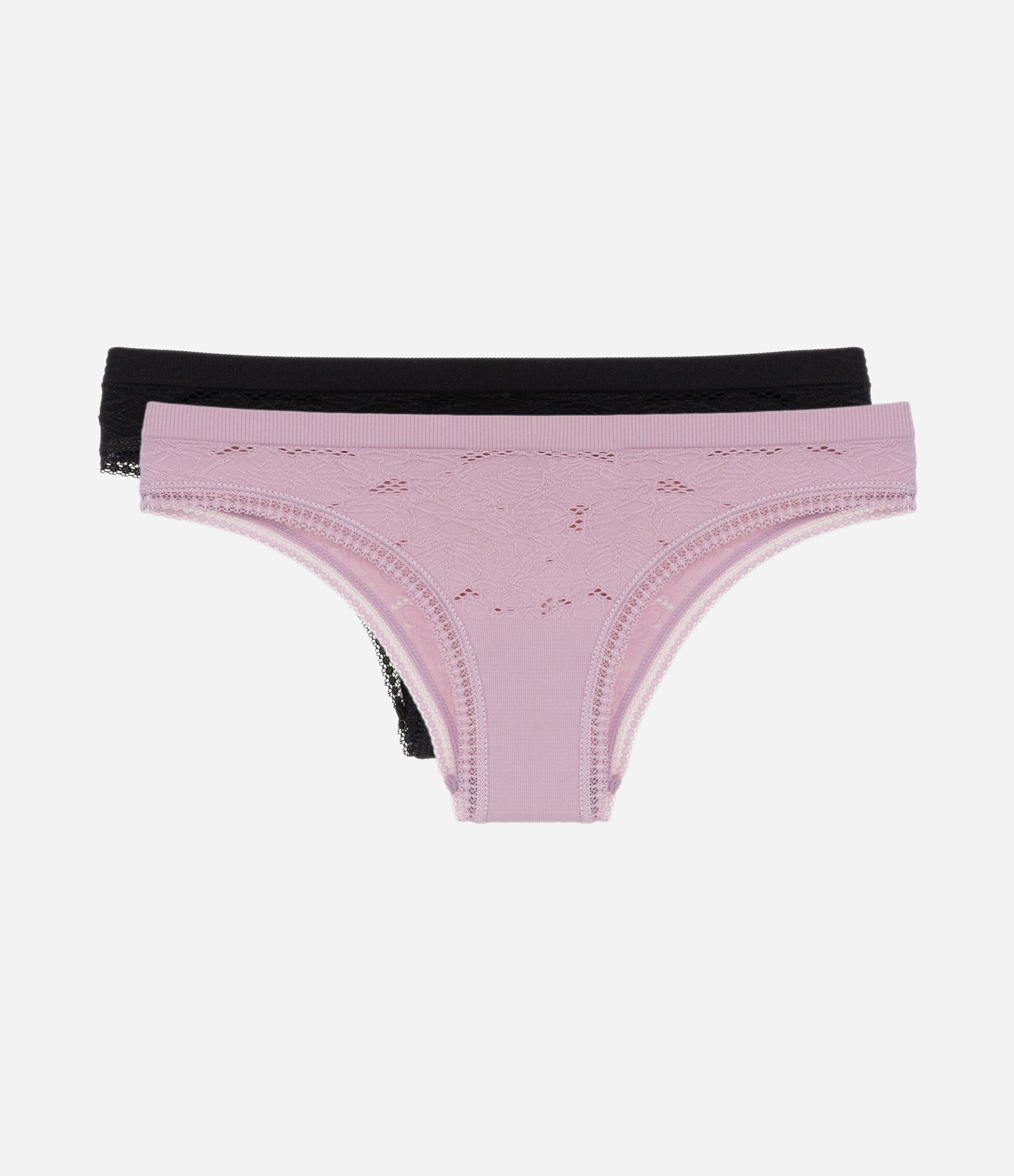 Kit 02 Calcinha Biquini Seamless Texturizado Preto/Rosa Claro 1