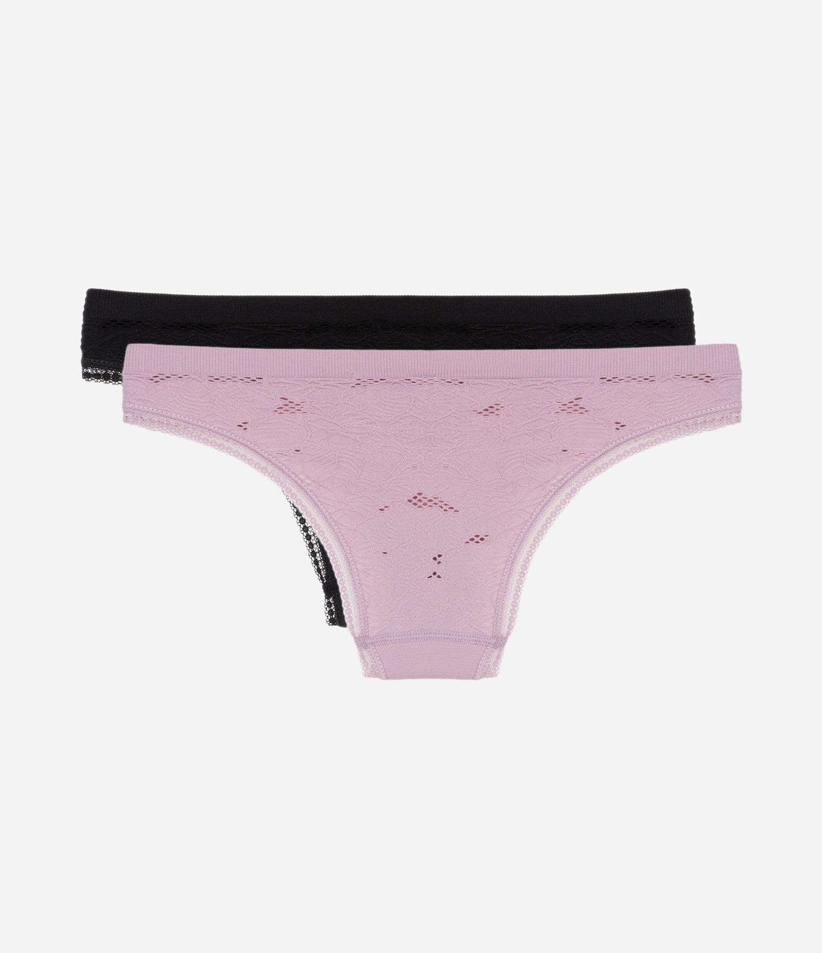 Kit 02 Calcinha Biquini Seamless Texturizado Preto/Rosa Claro 2