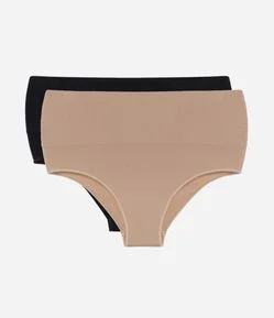 Kit 2 Calcinhas Cintura Alta Sem Costura