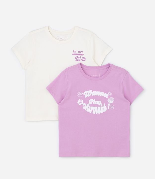 Kit 02 Camisetas Regulares Infantis em Algodão com Estampa - Tam 5 a 14 Anos