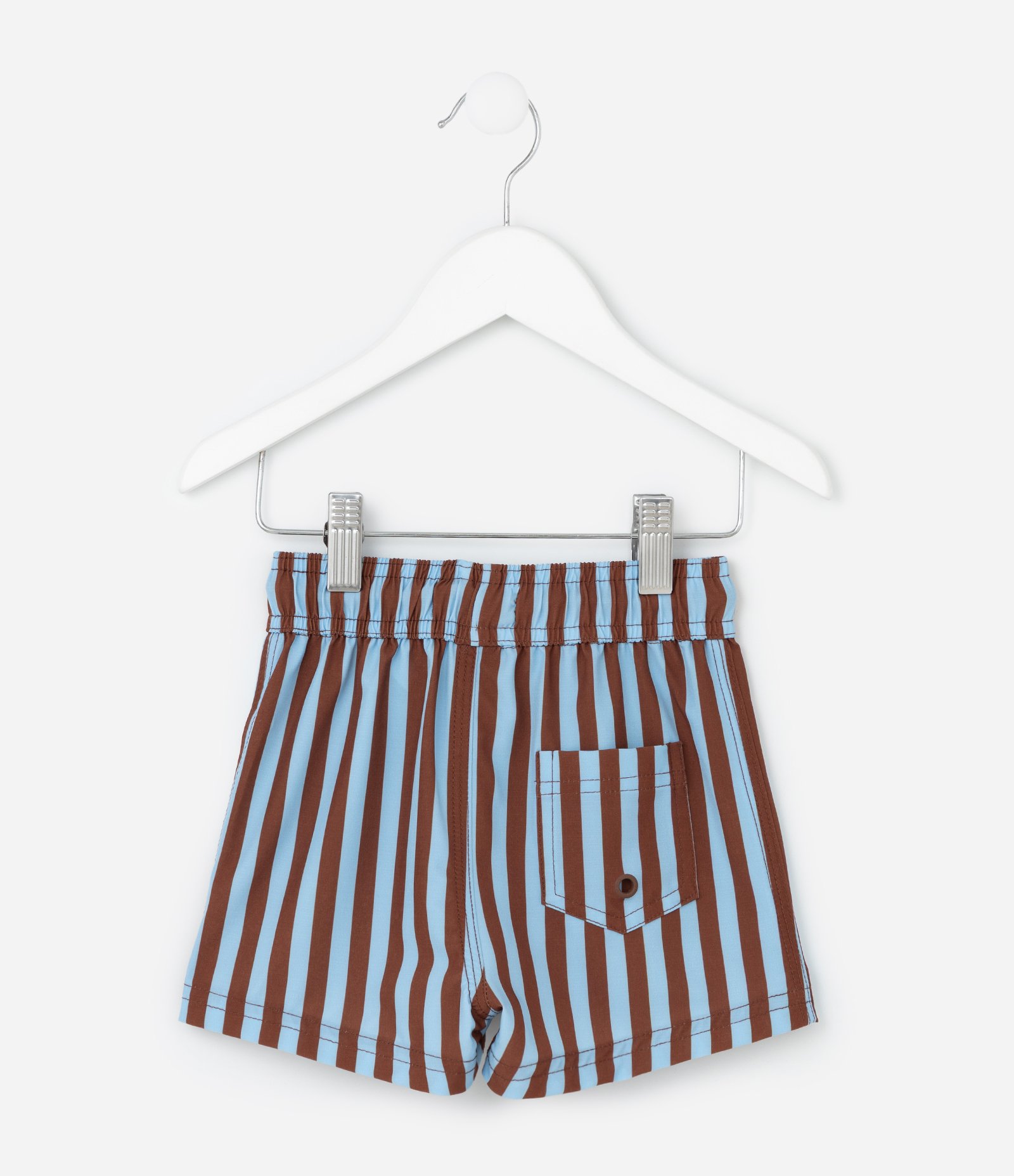 Bermuda de Banho Infantil com Estampa de Listras  - Tam 1 a 6 Anos Marrom/Azul 2