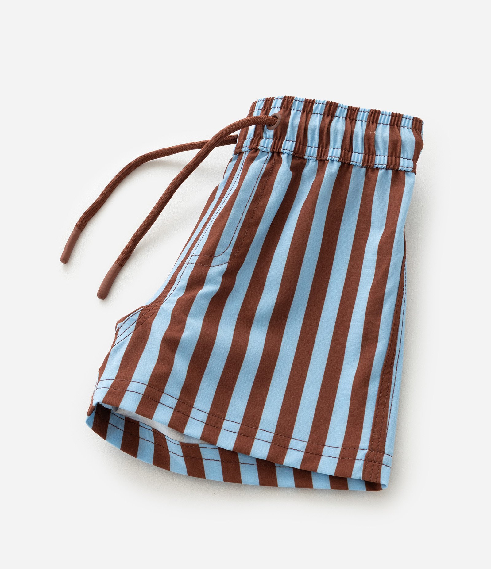 Bermuda de Banho Infantil com Estampa de Listras  - Tam 1 a 6 Anos Marrom/Azul 5
