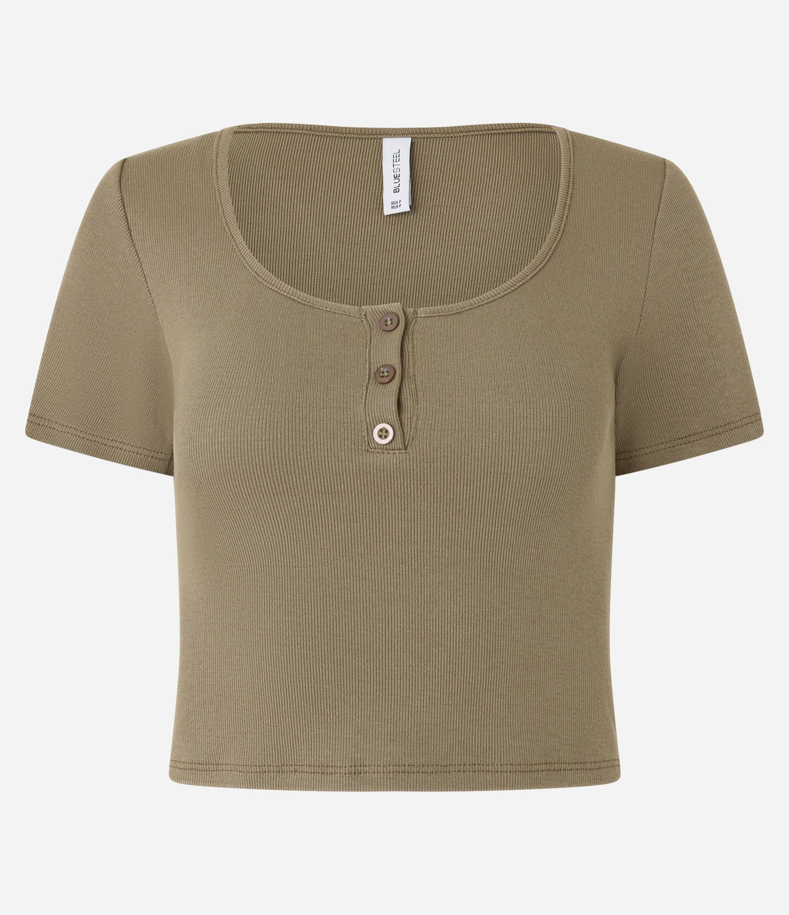 Blusa em Ribana com Botões no Decote Marrom 6