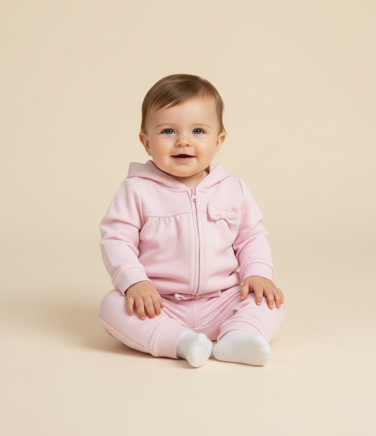 Jaqueta Infantil em Modal com Capuz e Laço - Tam RN a 18 Meses Rosa 1