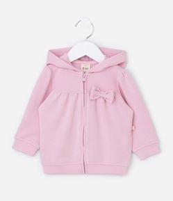 Jaqueta Infantil em Modal com Capuz e Laço - Tam 0 a 18 Meses