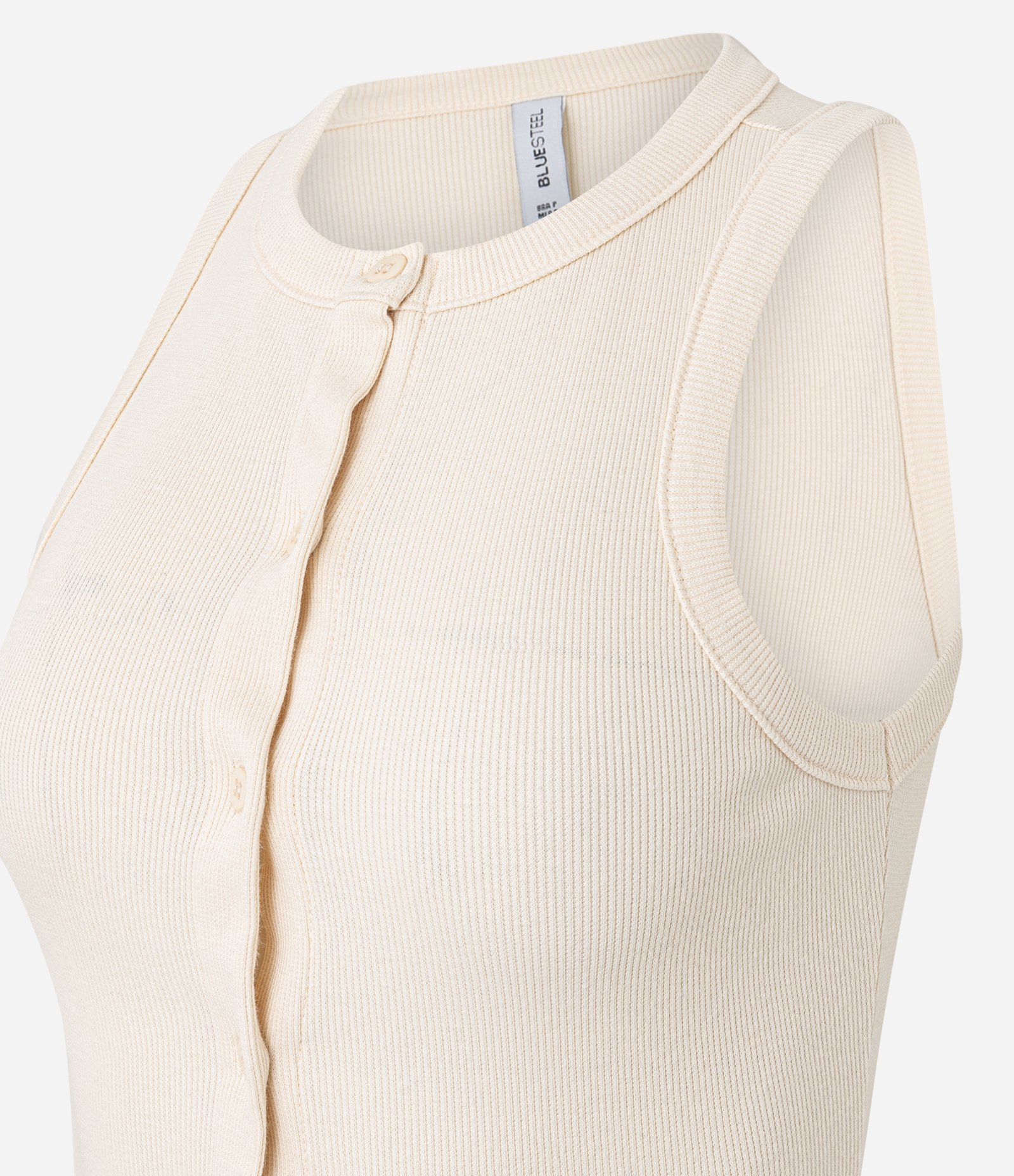 Regata em Ribana com Botões Frontais Bege 5