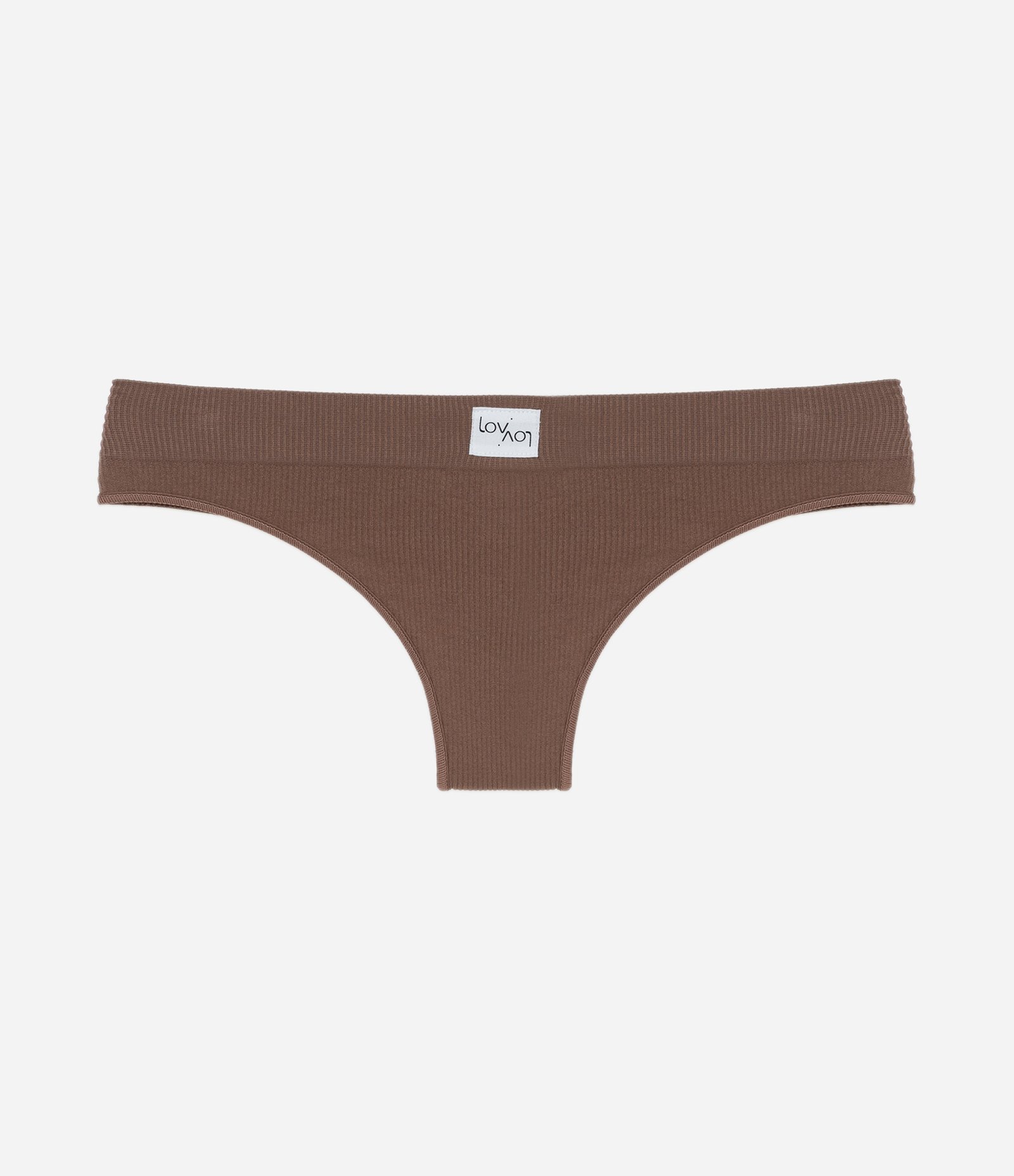 Calcinha Biquíni Fio Seamless com Textura Canelada Marrom 5