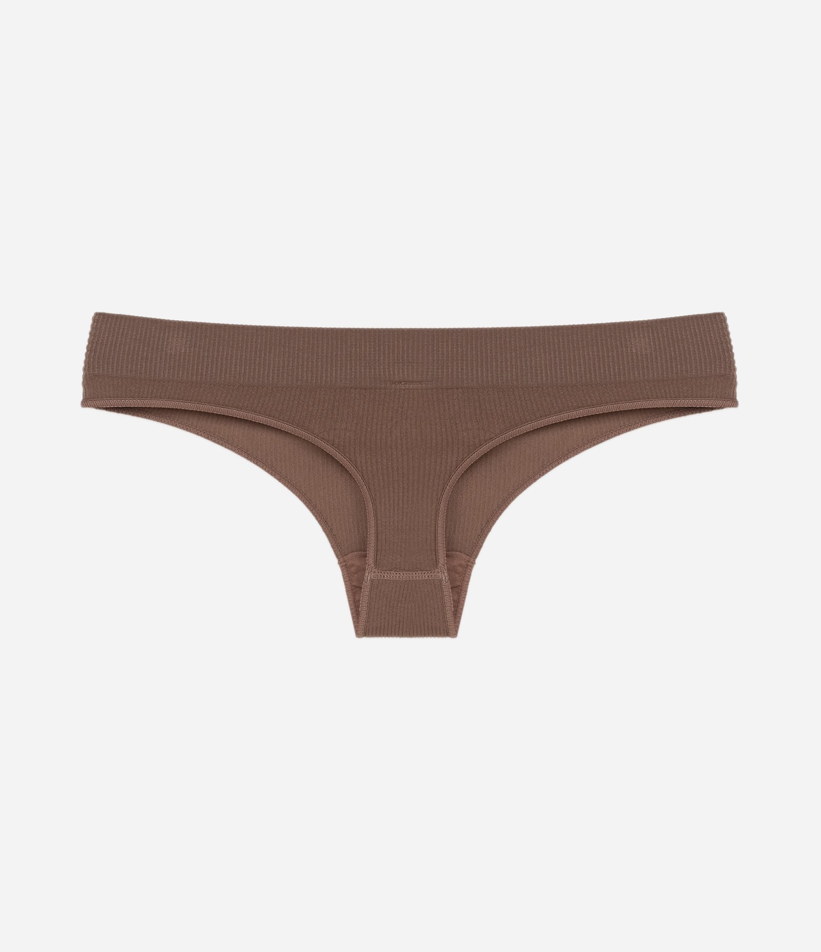 Calcinha Biquíni Fio Seamless com Textura Canelada Marrom 6