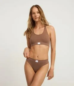 Calcinha Biquíni Fio Seamless com Textura Canelada