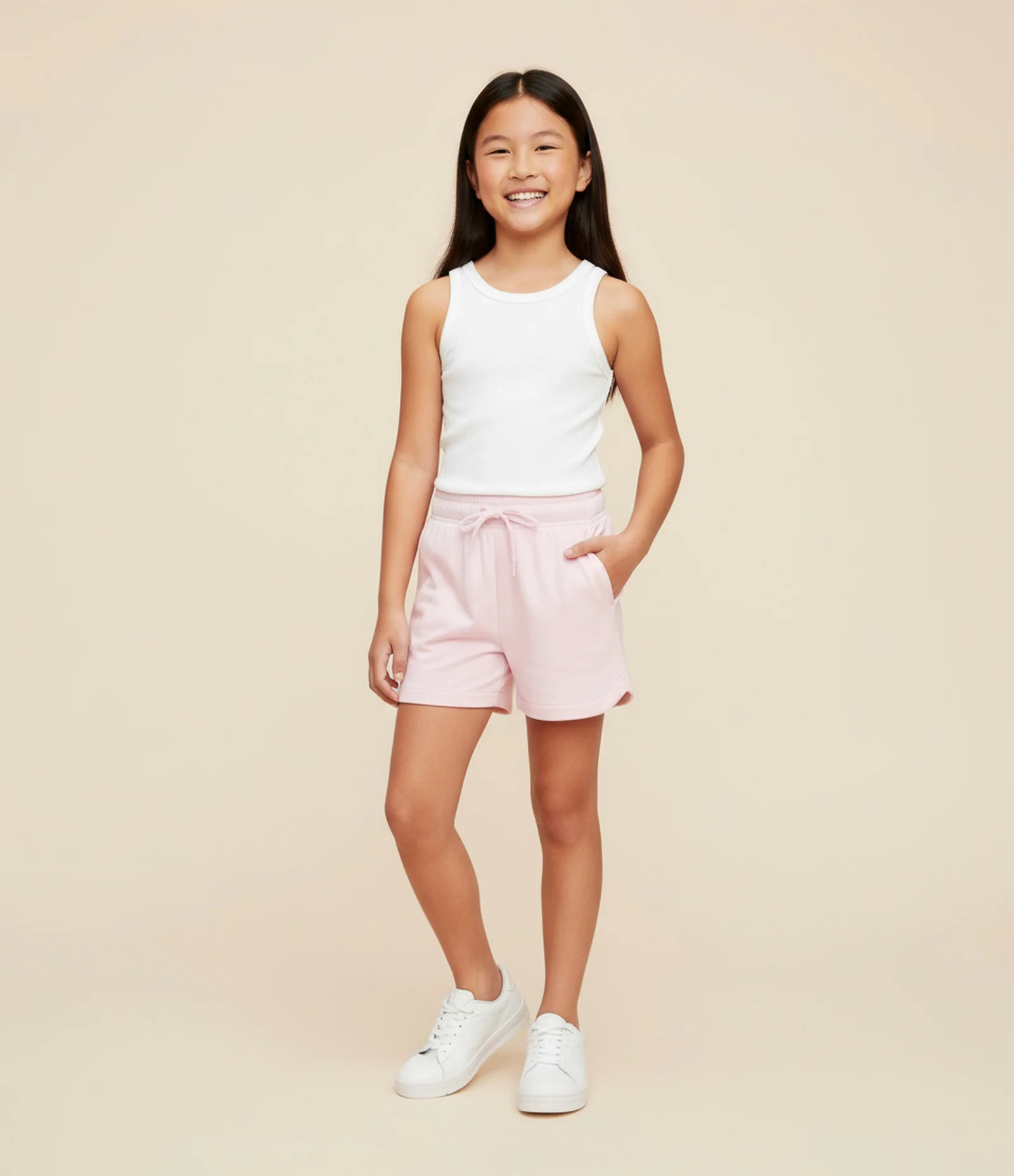 Short Infantil Runner em Moletinho sem Felpa com Amarração Tam - 5 a 14 Anos Rosa 1