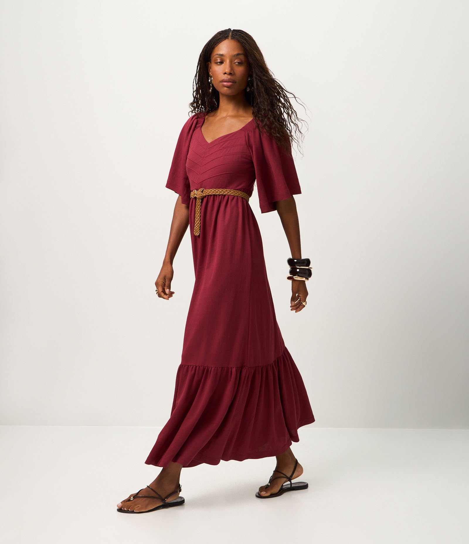 Vestido New Midi com Manga Evasê Vermelho 2