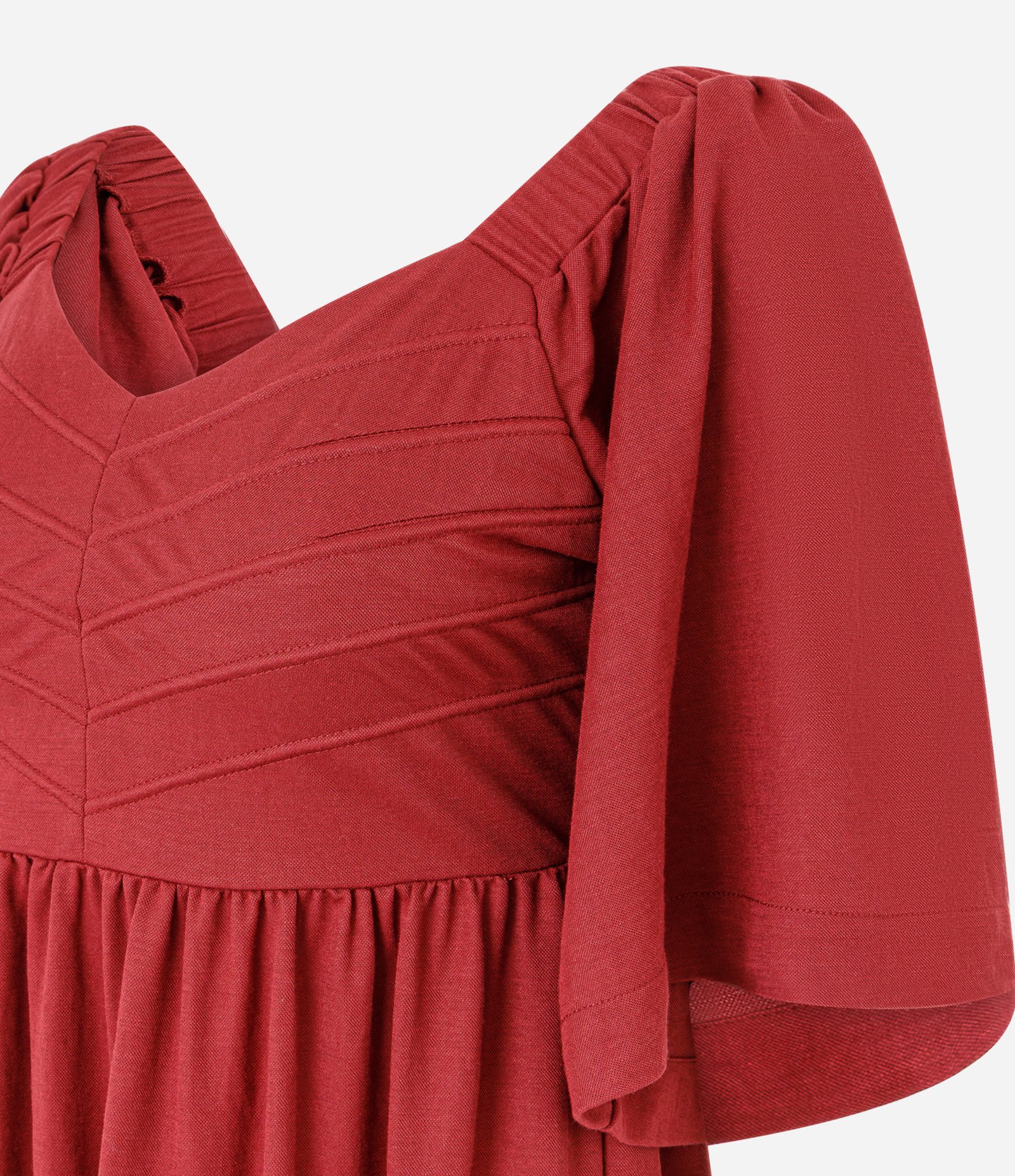 Vestido New Midi com Manga Evasê Vermelho 6