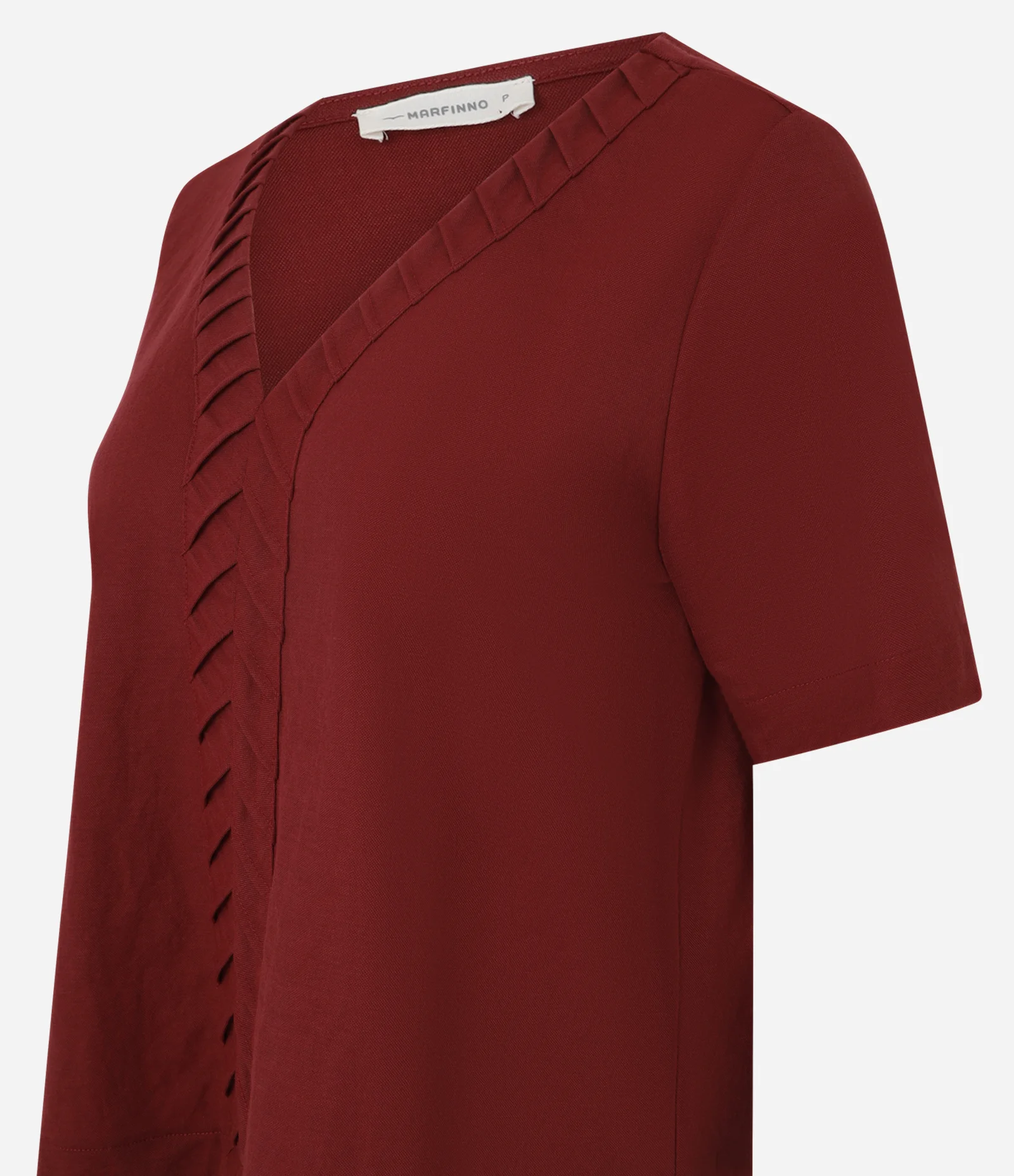 Blusa Slim em Piquet com Decote V e Detalhe Texturizado Vermelho 2