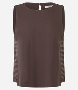 Blusa Curta sem Manga com Detalhe Listrado