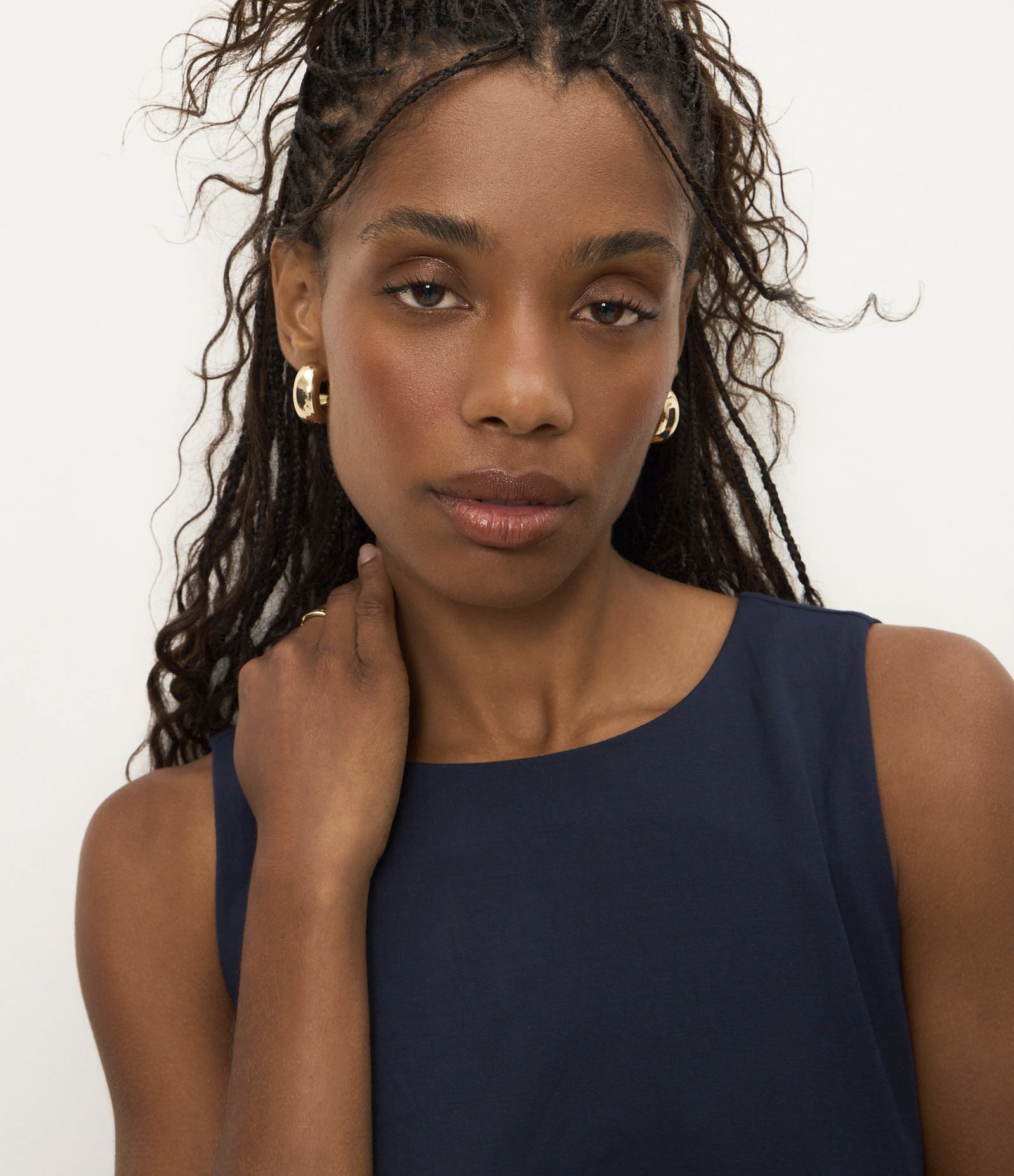 Blusa sem Manga com Detalhe Listrado na Lateral Azul 3