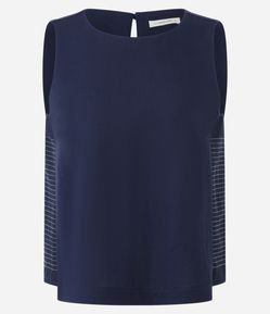 Blusa Curta sem Manga com Detalhe Listrado