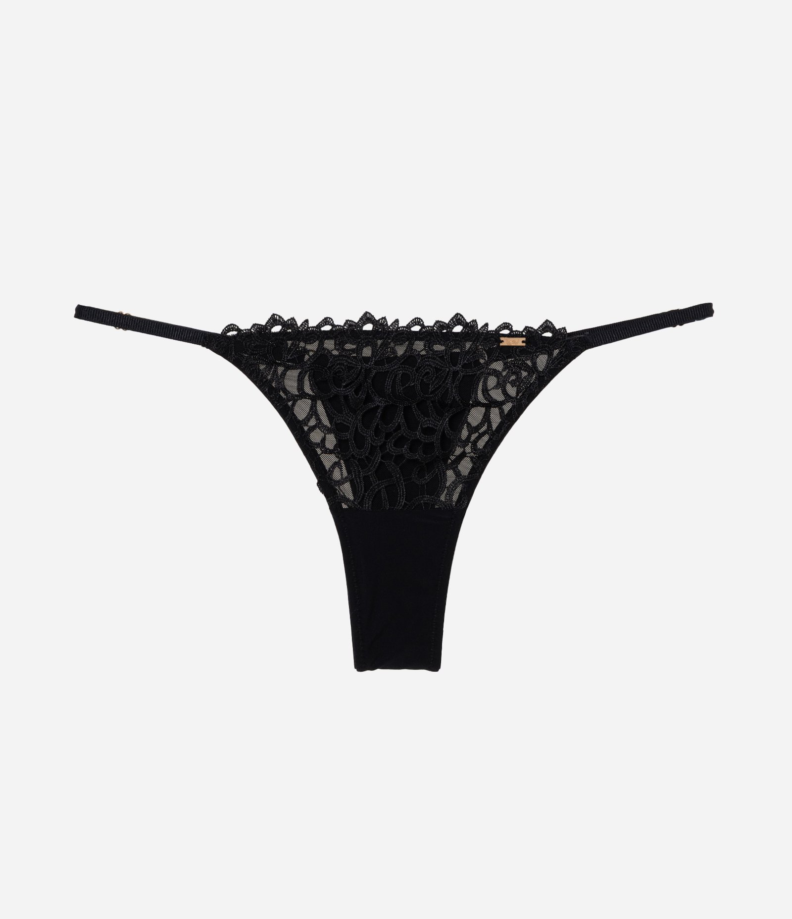 Calcinha String Fio Duplo em Renda Preto 5