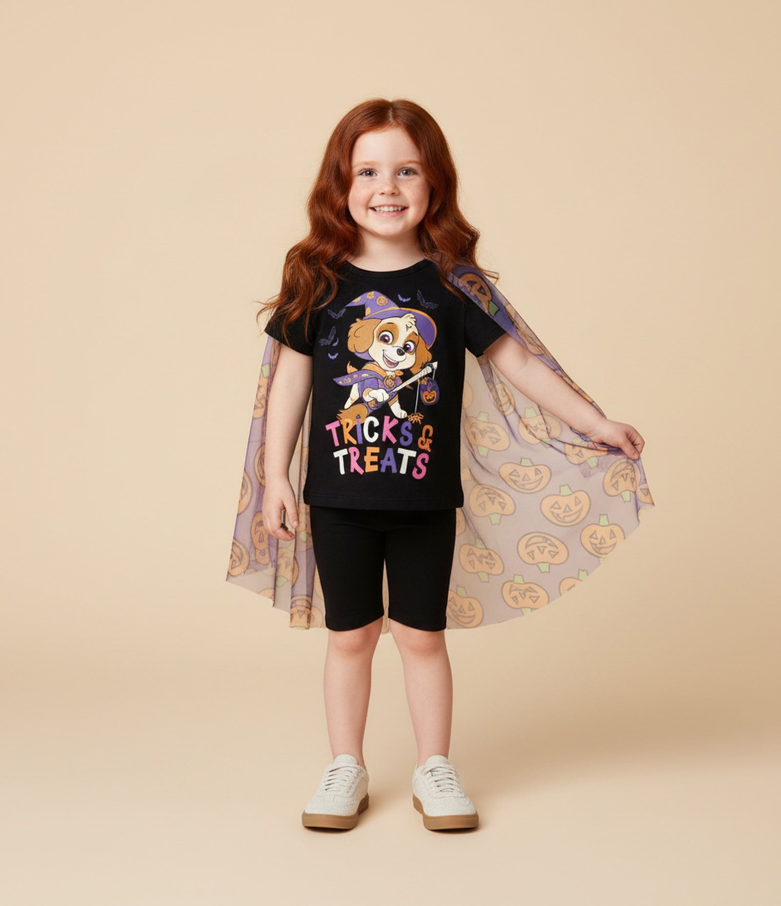 Camiseta Slim Infantil com Estampa Sky e Capa Halloween - Tam 1 a 6 Anos Preto 1