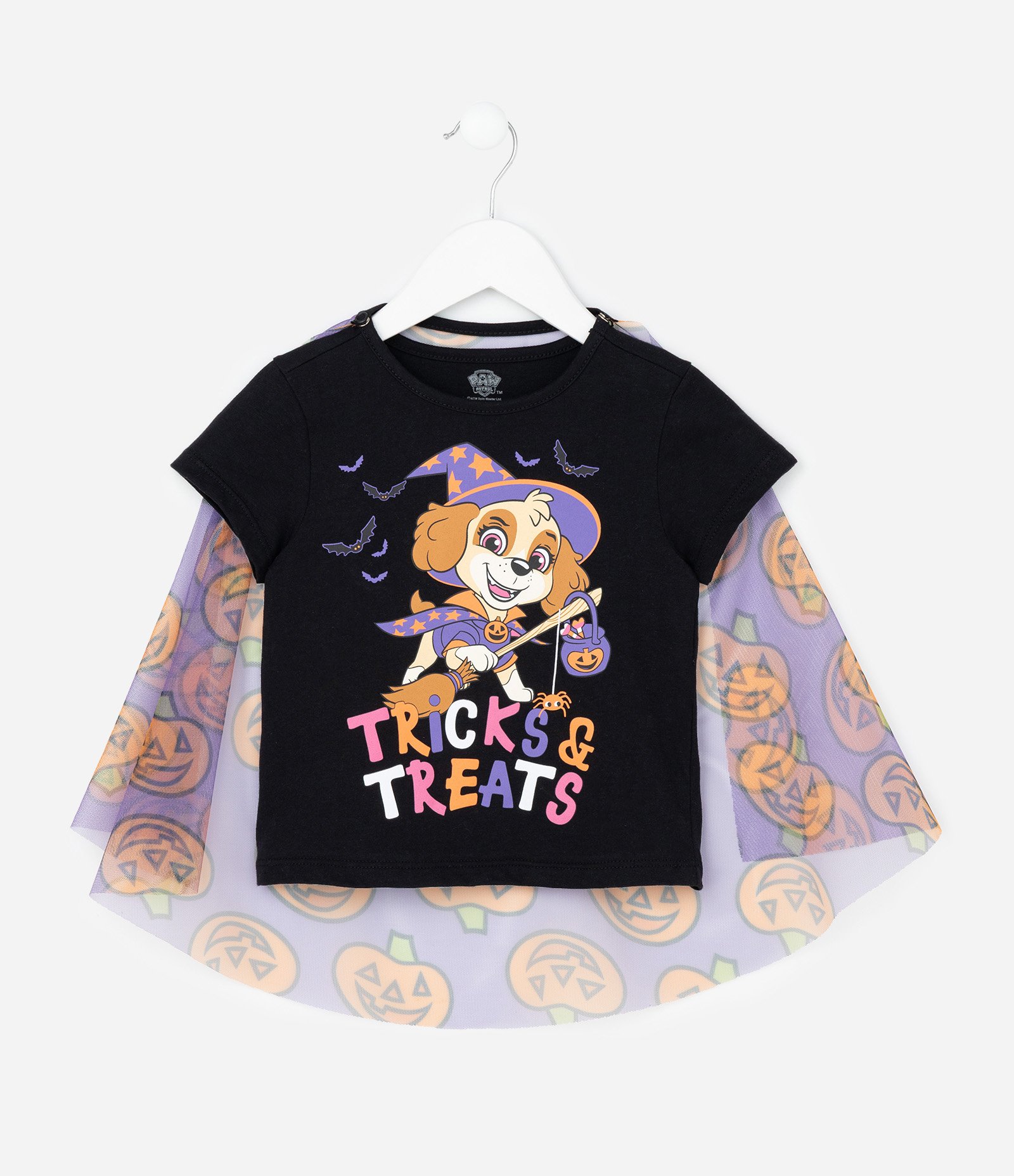 Camiseta Slim Infantil com Estampa Sky e Capa Halloween - Tam 1 a 6 Anos Preto 1